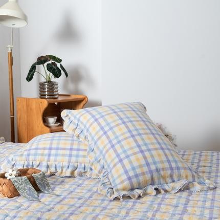 91家纺网 家纺一手货源 找家纺 （总）久典 2022新款A类色织全棉水洗棉花边枕套