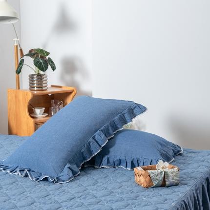 91家纺网 家纺一手货源 找家纺 （总）久典 2022新款A类色织全棉水洗棉花边枕套