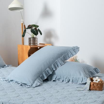 91家纺网 家纺一手货源 找家纺 （总）久典 2022新款A类色织全棉水洗棉花边枕套