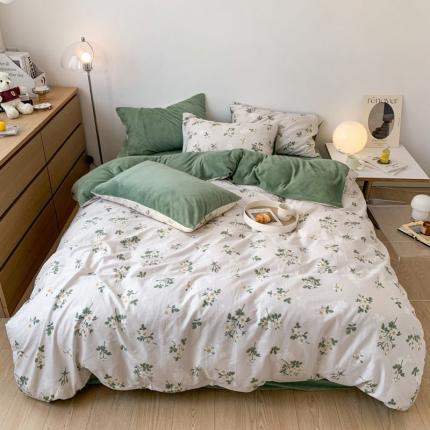 91家纺网 家纺一手货源 找家纺 （总）梦家居 2022新款秋冬新品全棉加牛奶绒四件套