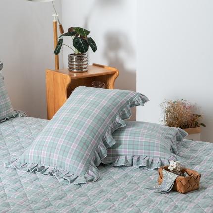 91家纺网 家纺一手货源 找家纺 （总）久典 2022新款A类色织全棉水洗棉花边枕套