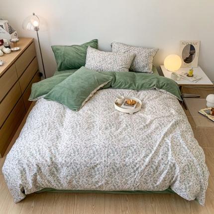 91家纺网 家纺一手货源 找家纺 （总）梦家居 2022新款秋冬新品全棉加牛奶绒四件套