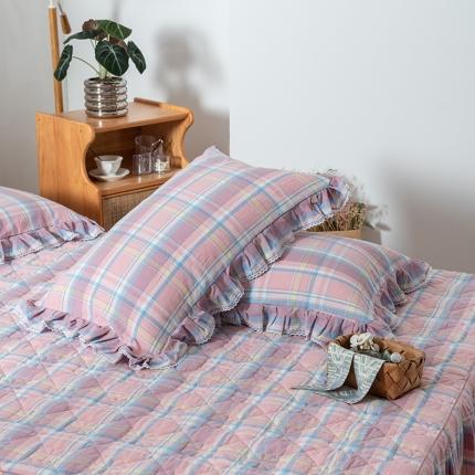 91家纺网 家纺一手货源 找家纺 （总）久典 2022新款A类色织全棉水洗棉花边枕套