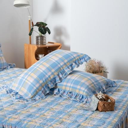 91家纺网 家纺一手货源 找家纺 （总）久典 2022新款A类色织全棉水洗棉花边枕套