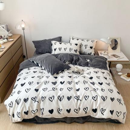 91家纺网 家纺一手货源 找家纺 （总）梦家居 2022新款秋冬新品全棉加牛奶绒四件套