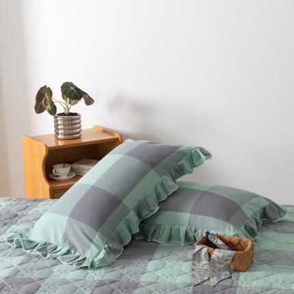 91家纺网 家纺一手货源 找家纺 （总）久典 2022新款A类色织全棉水洗棉花边枕套