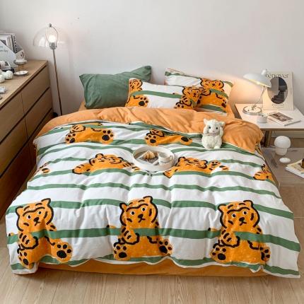 91家纺网 家纺一手货源 找家纺 （总）梦家居 2022新款秋冬新品全棉加牛奶绒四件套