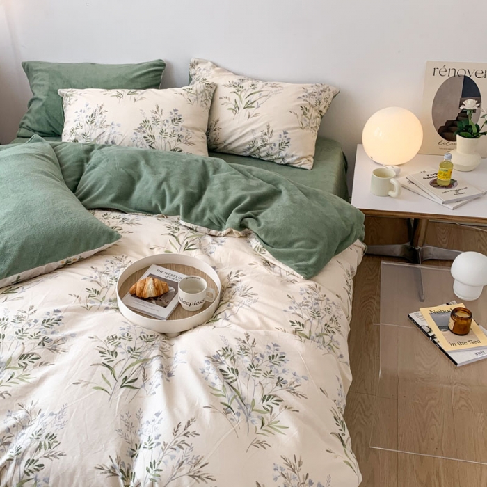 91家纺网 家纺一手货源 找家纺 梦家居 2022新款秋冬新品全棉加牛奶绒四件套 仙草绒