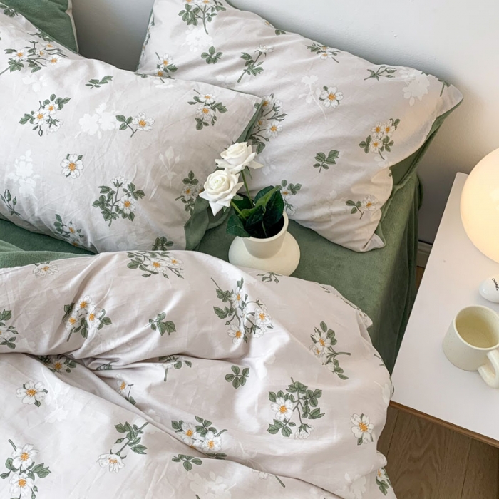 91家纺网 家纺一手货源 找家纺 梦家居 2022新款秋冬新品全棉加牛奶绒四件套 夏花绒