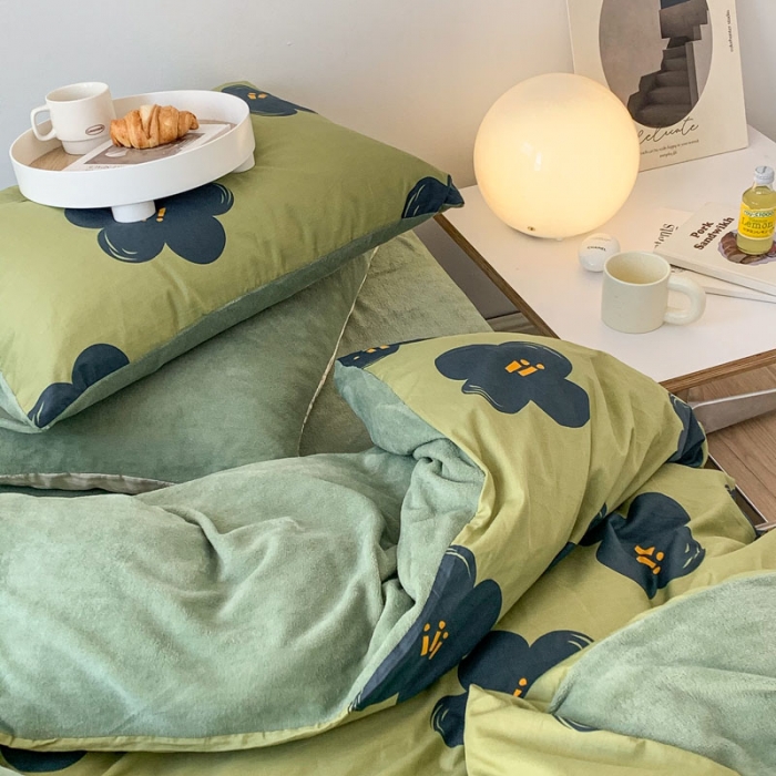 91家纺网 家纺一手货源 找家纺 梦家居 2022新款秋冬新品全棉加牛奶绒四件套 玛奇朵绒