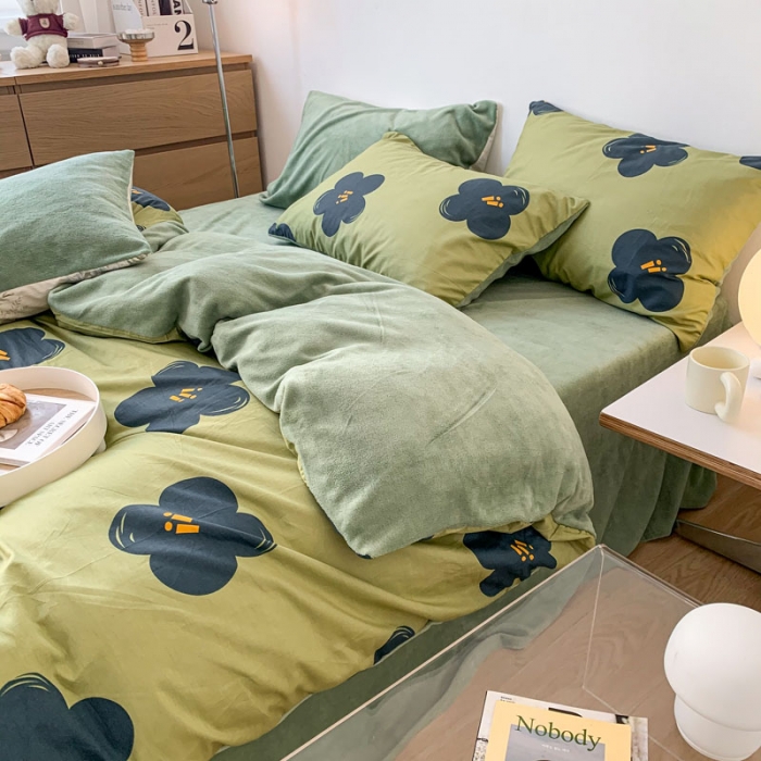 91家纺网 家纺一手货源 找家纺 梦家居 2022新款秋冬新品全棉加牛奶绒四件套 玛奇朵绒