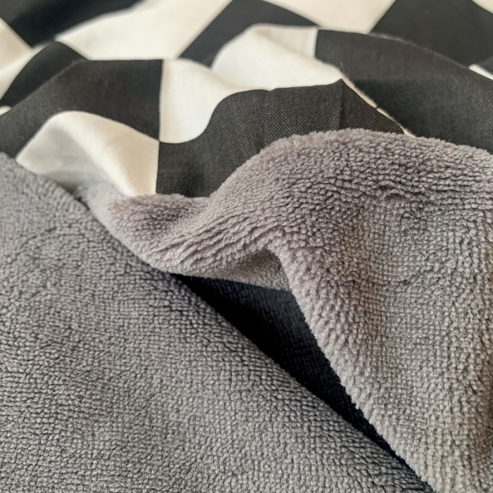 91家纺网 家纺一手货源 找家纺 梦家居 2022新款秋冬新品全棉加牛奶绒四件套 棋盘格黑绒