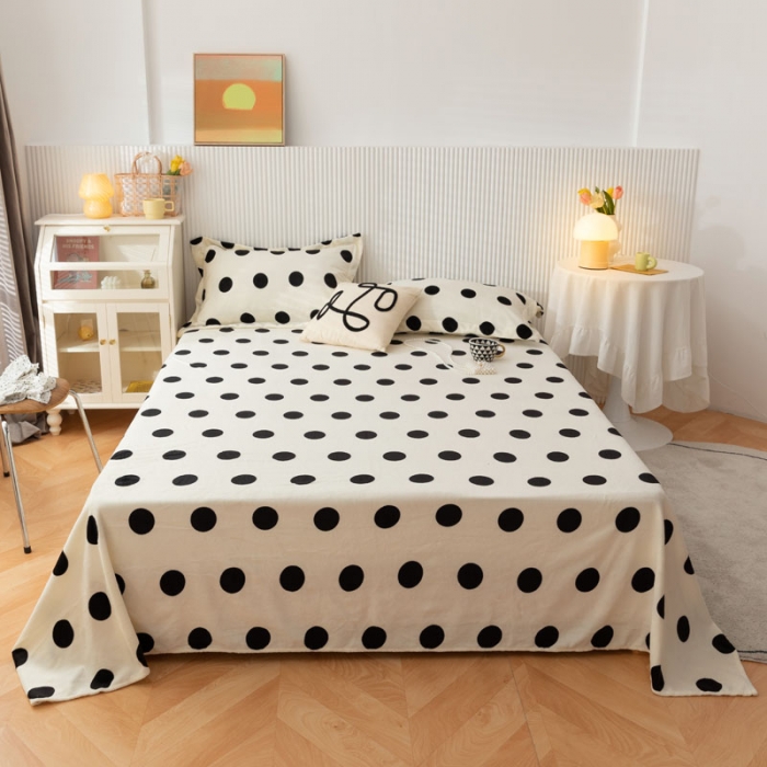 91家纺网 家纺一手货源 找家纺 梦家居 2022新款秋冬新款牛奶绒单床单 大波点