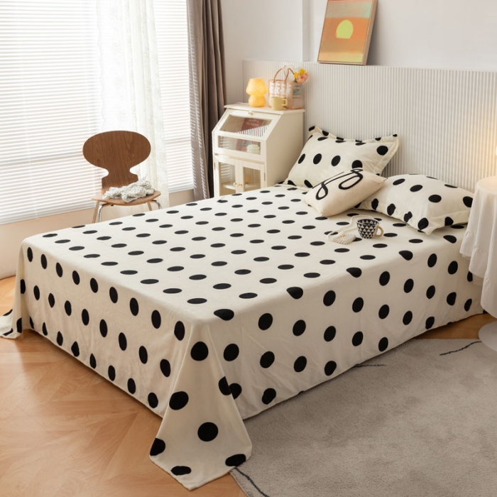 91家纺网 家纺一手货源 找家纺 梦家居 2022新款秋冬新款牛奶绒单床单 大波点