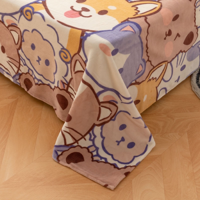 91家纺网 家纺一手货源 找家纺 梦家居 2022新款秋冬新款牛奶绒单床单 动物园