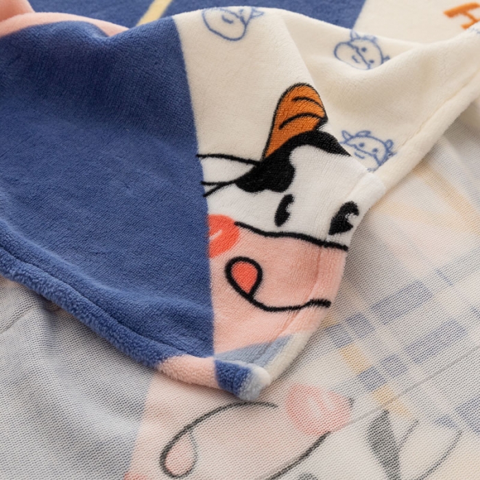 91家纺网 家纺一手货源 找家纺 梦家居 2022新款秋冬新款牛奶绒单床单 格子奶牛