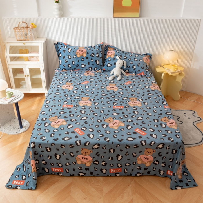 91家纺网 家纺一手货源 找家纺 梦家居 2022新款秋冬新款牛奶绒单床单 魅力熊