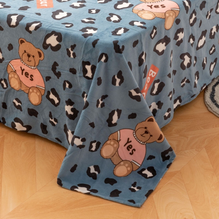 91家纺网 家纺一手货源 找家纺 梦家居 2022新款秋冬新款牛奶绒单床单 魅力熊