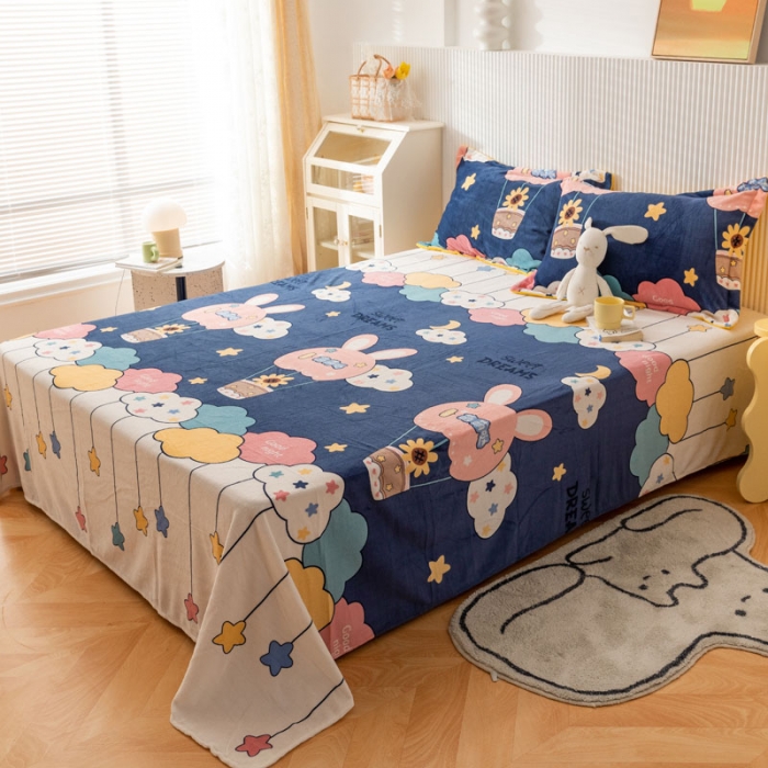 91家纺网 家纺一手货源 找家纺 梦家居 2022新款秋冬新款牛奶绒单床单 天空之旅