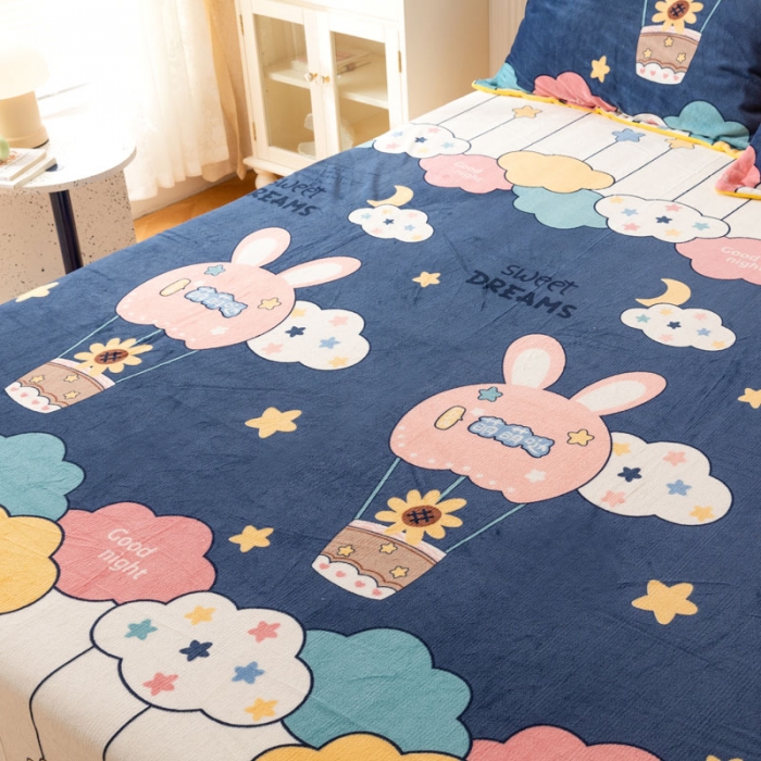 91家纺网 家纺一手货源 找家纺 梦家居 2022新款秋冬新款牛奶绒单床单 天空之旅