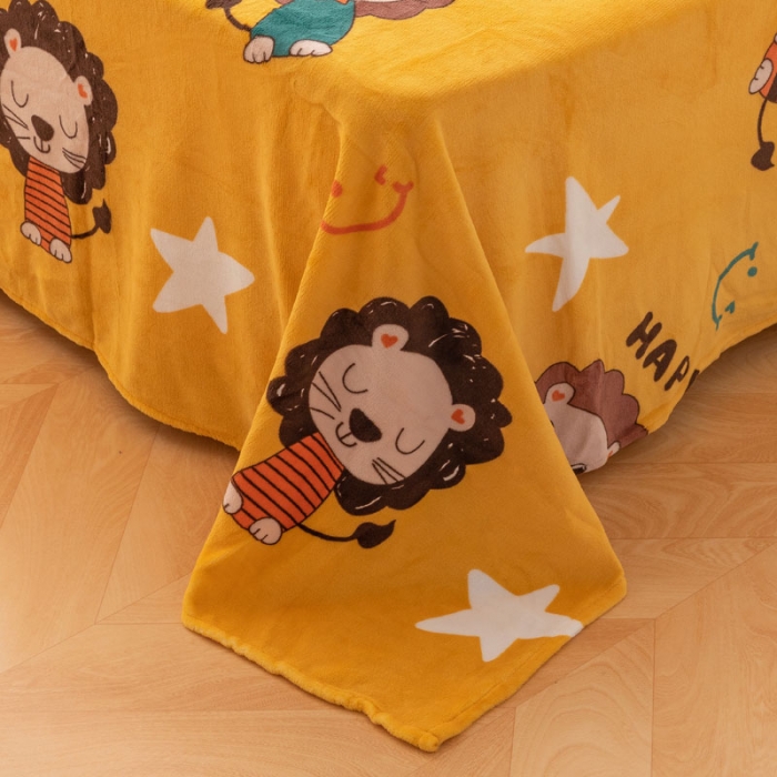 91家纺网 家纺一手货源 找家纺 梦家居 2022新款秋冬新款牛奶绒单床单 小狮子