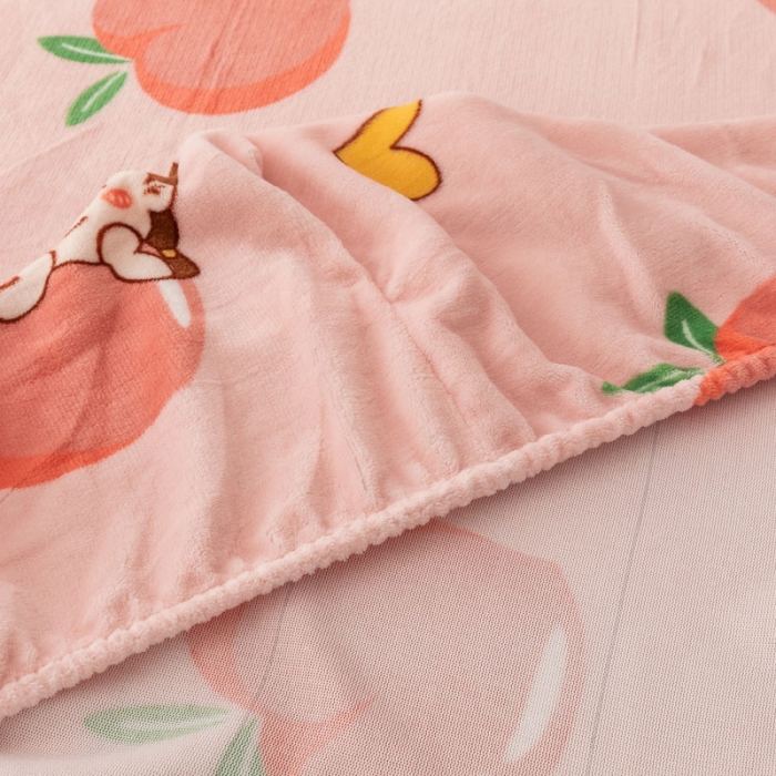 91家纺网 家纺一手货源 找家纺 梦家居 2022新款秋冬新款牛奶绒单床笠 桃子女孩