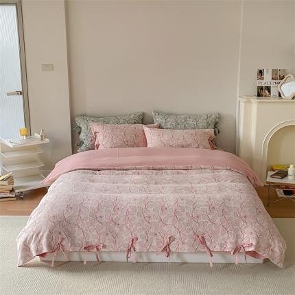 91家纺网 家纺一手货源 找家纺 （总）华超针织 2022新款色织空气感大提花四件套-绑带款