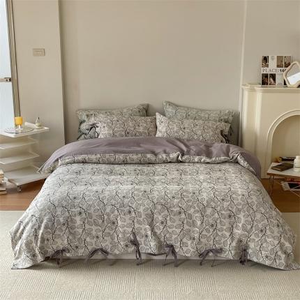 91家纺网 家纺一手货源 找家纺 （总）华超针织 2022新款色织空气感大提花四件套-绑带款