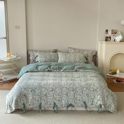 91家纺网 家纺一手货源 找家纺 （总）华超针织 2022新款色织空气感大提花四件套-绑带款