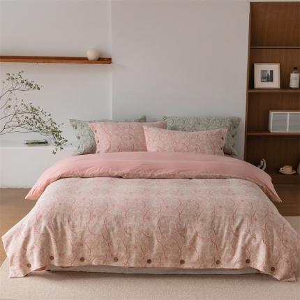 91家纺网 家纺一手货源 找家纺 （总）华超针织 2022新款色织空气感大提花四件套-纽扣款