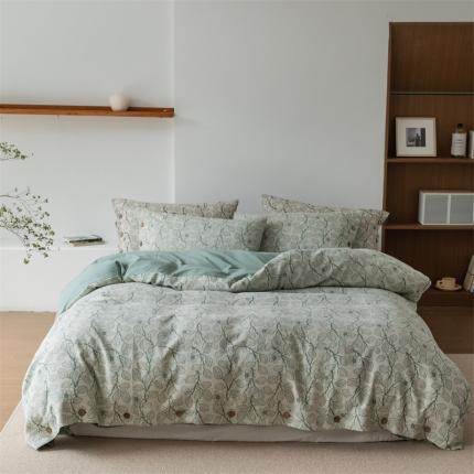 91家纺网 家纺一手货源 找家纺 （总）华超针织 2022新款色织空气感大提花四件套-纽扣款