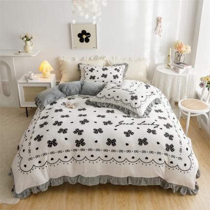 91家纺网 家纺一手货源 找家纺 （总）兄弟坊 2022新款大版牛奶绒韩版四件套