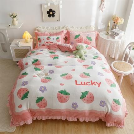 91家纺网 家纺一手货源 找家纺 （总）兄弟坊 2022新款大版牛奶绒韩版四件套