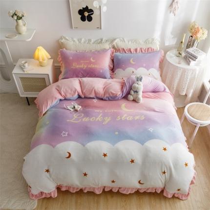 91家纺网 家纺一手货源 找家纺 （总）兄弟坊 2022新款大版牛奶绒韩版四件套