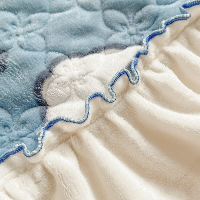 91家纺网 家纺一手货源 找家纺 安哆啦 2022新款牛奶绒花边夹棉床盖 床盖-萌萌兔