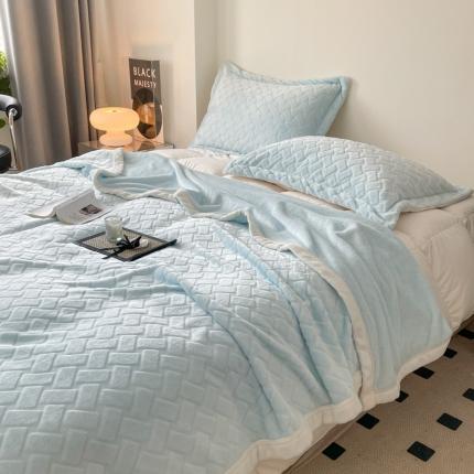 （总）桃子2022ins轻奢高级定制烂花浮雕编制牛奶绒毛毯