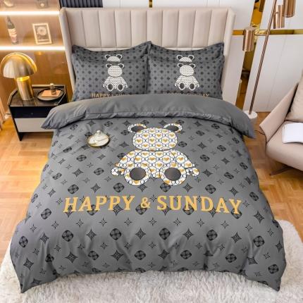 91家纺网 家纺一手货源 找家纺 （总）娜娜 2022新款大版大牌风亲肤棉工艺款四件套