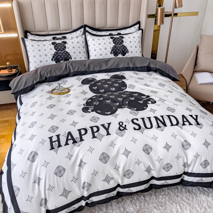 91家纺网 家纺一手货源 找家纺 （总）娜娜 2022新款大版大牌风亲肤棉工艺款四件套