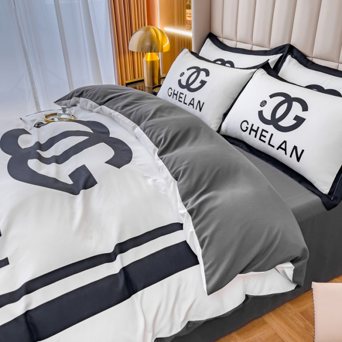 91家纺网 家纺一手货源 找家纺 娜娜 2022新款大版大牌风亲肤棉工艺款四件套 白香