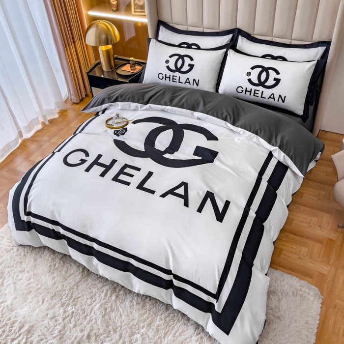 91家纺网 家纺一手货源 找家纺 娜娜 2022新款大版大牌风亲肤棉工艺款四件套 白香