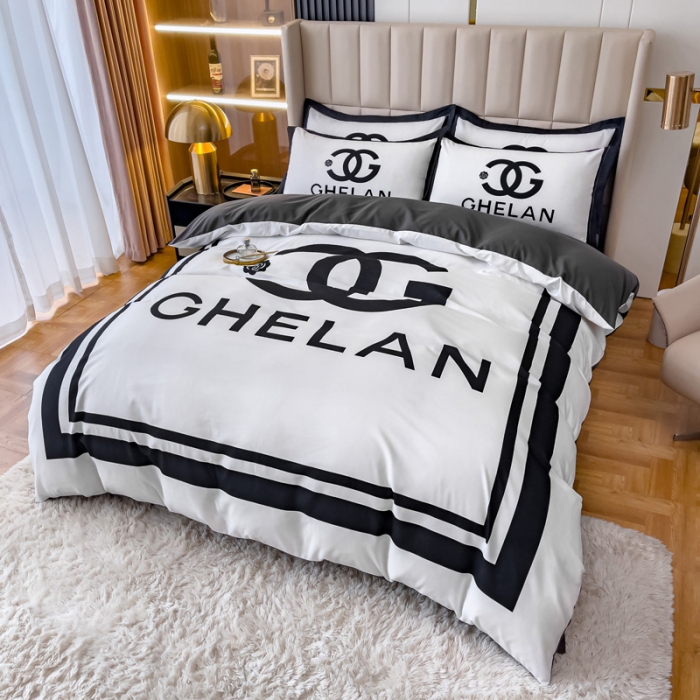 91家纺网 家纺一手货源 找家纺 娜娜 2022新款大版大牌风亲肤棉工艺款四件套 白香