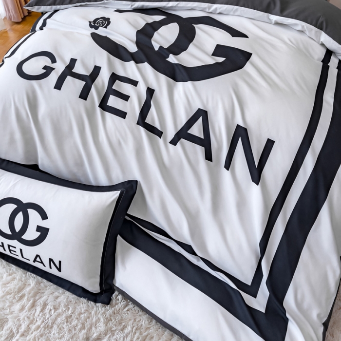 91家纺网 家纺一手货源 找家纺 娜娜 2022新款大版大牌风亲肤棉工艺款四件套 白香