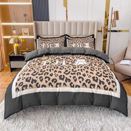 娜娜 2022新款大版大牌风亲肤棉工艺款四件套 豹纹熊