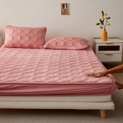 91家纺网 家纺一手货源 找家纺 优眠坊 2025新款牛奶绒夹棉床笠 山茶-豆沙