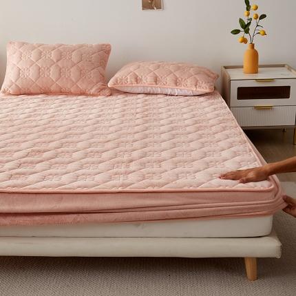 91家纺网 家纺一手货源 找家纺 优眠坊 2025新款牛奶绒夹棉床笠 山茶-玉色