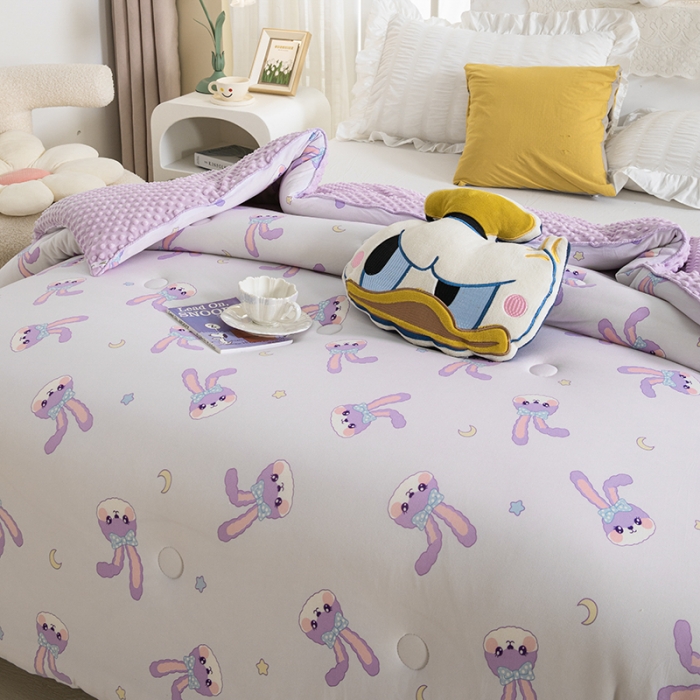 91家纺网 家纺一手货源 找家纺 芯恋 2025新款针织棉豆豆被加厚冬被春秋被被芯可爱兔兔