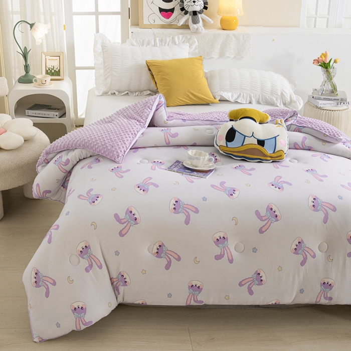 91家纺网 家纺一手货源 找家纺 芯恋 2025新款针织棉豆豆被加厚冬被春秋被被芯可爱兔兔