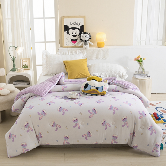 91家纺网 家纺一手货源 找家纺 芯恋 2025新款针织棉豆豆被加厚冬被春秋被被芯可爱兔兔