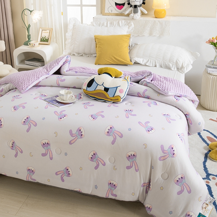 91家纺网 家纺一手货源 找家纺 芯恋 2025新款针织棉豆豆被加厚冬被春秋被被芯可爱兔兔