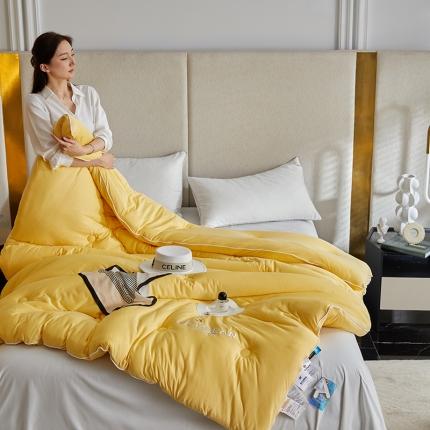 91家纺网 家纺一手货源 找家纺 玖琳家纺 2022新款豆皇SOYBEAN凉感丝A类秋冬被 暖黄